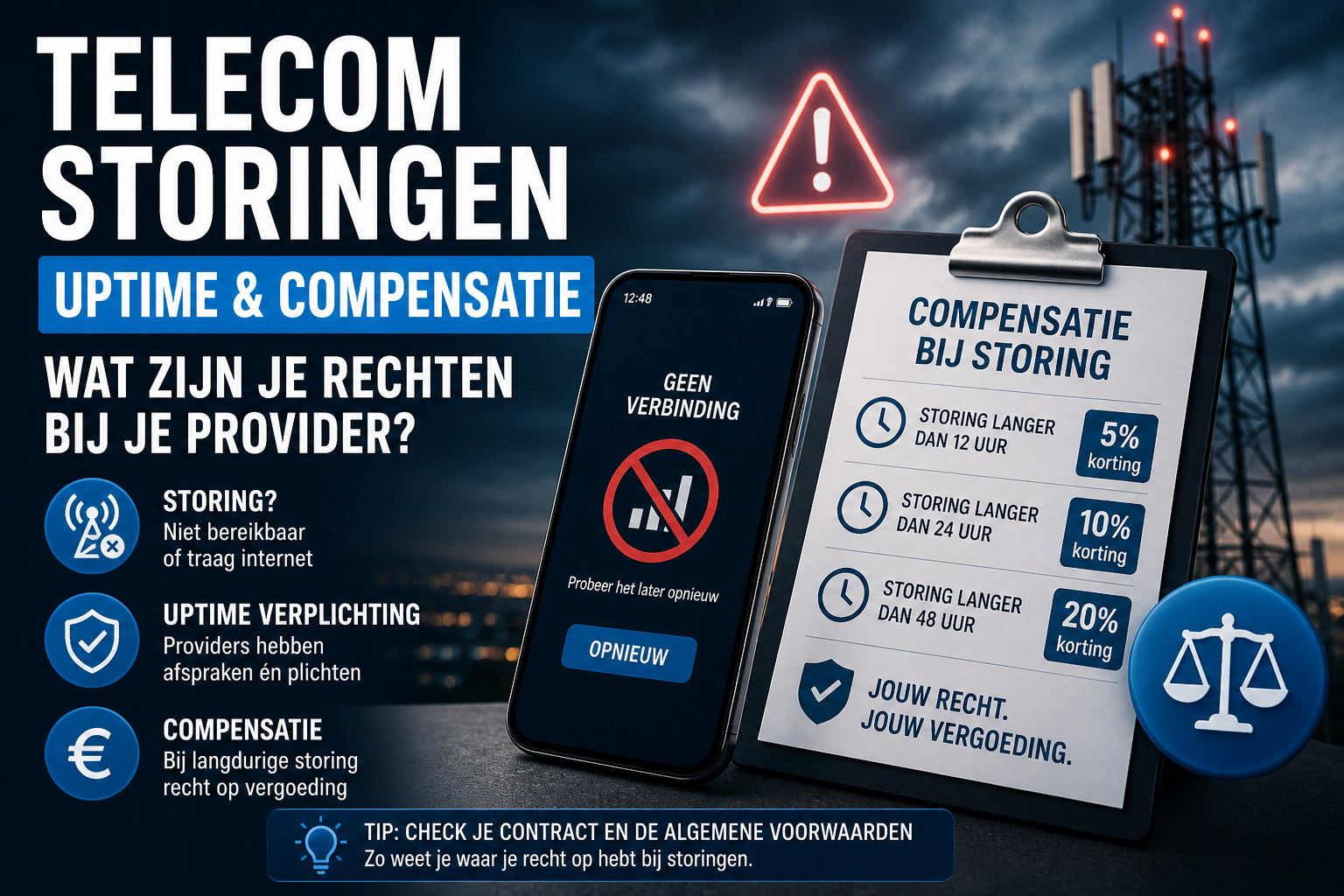 Na nieuwe telecomstoringen: waar moet je op letten in uptime en compensatie bij je provider?